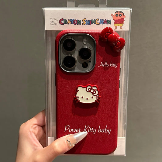 KT Classic Bow Retro Red Phone Case for iPhone 15/16 Pro/Pro Max