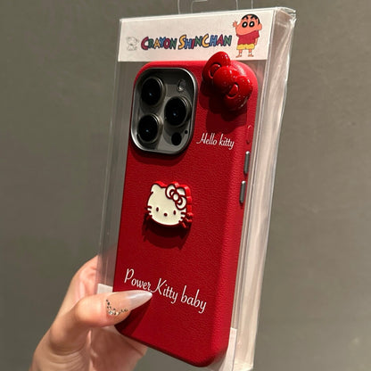 HelloKitty Classic Bow Retro Red Phone Case for iPhone 15/16 Pro/Pro Max