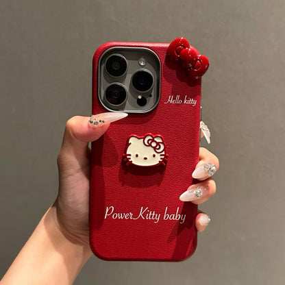 HelloKitty Classic Bow Retro Red Phone Case for iPhone 15/16 Pro/Pro Max