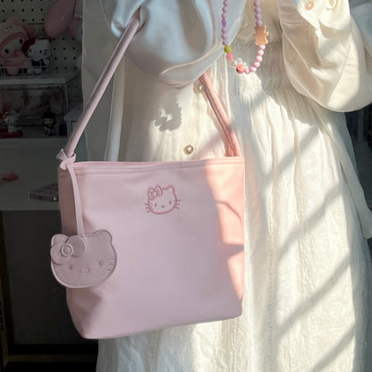HelloKitty Pink Embroidered Tote Bag with KT Charm