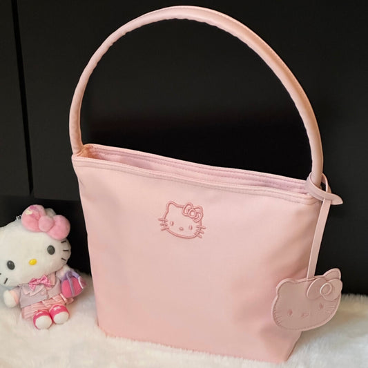 Hello Kitty Pink Embroidered Tote Bag with KT Charm