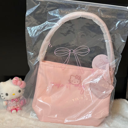 HelloKitty Pink Embroidered Tote Bag with KT Charm